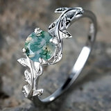 Lucia | Ring med grön mossagat i vintagestil
