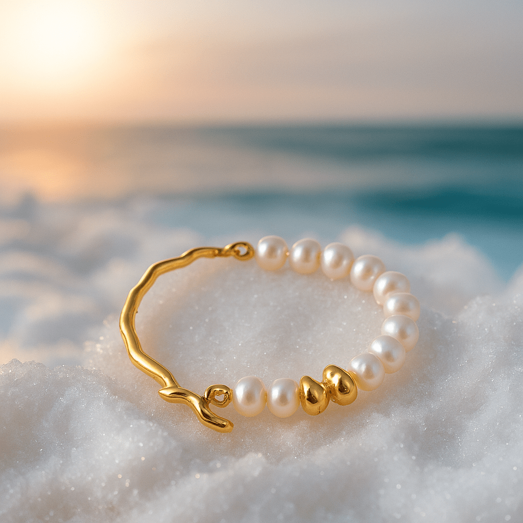 Anneliese | Guldpläterat armband med pärlor