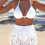 Amanda | Vit spetsbikini med shorts