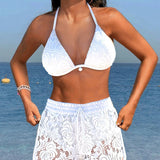 Amanda | Vit spetsbikini med shorts