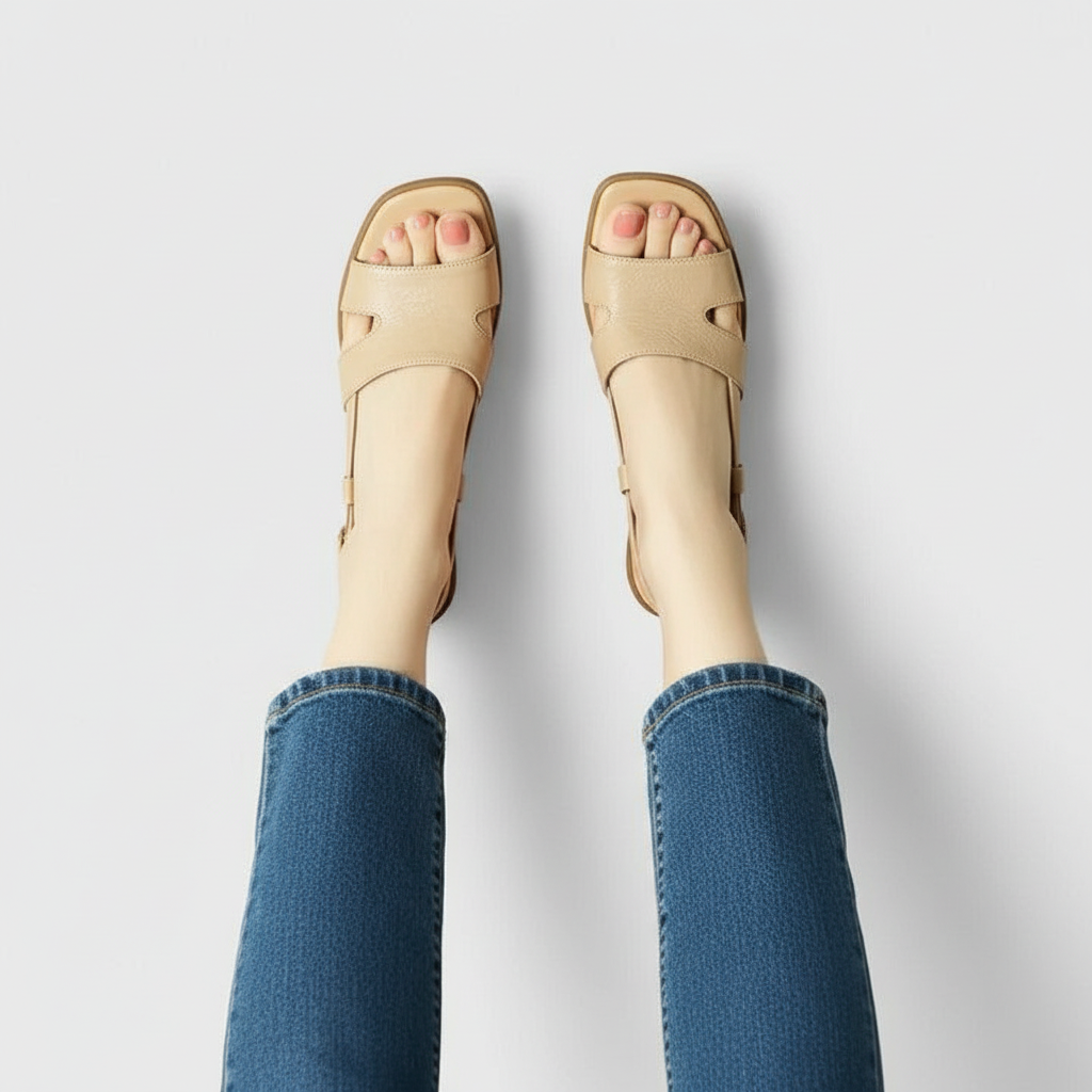 Mareike | Sandaler med fyrkantig tå och låg klack