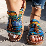 Konstanze | Färgglada bohemiska sandaler med tofsar