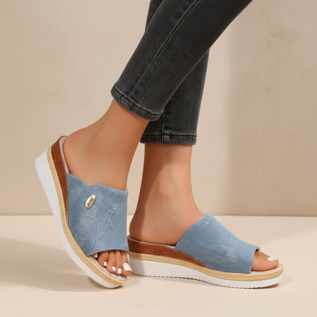 Lisa | Sandaler i canvas med denimkänsla