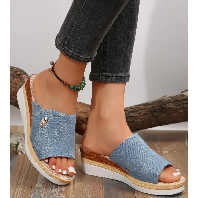 Lisa | Sandaler i canvas med denimkänsla