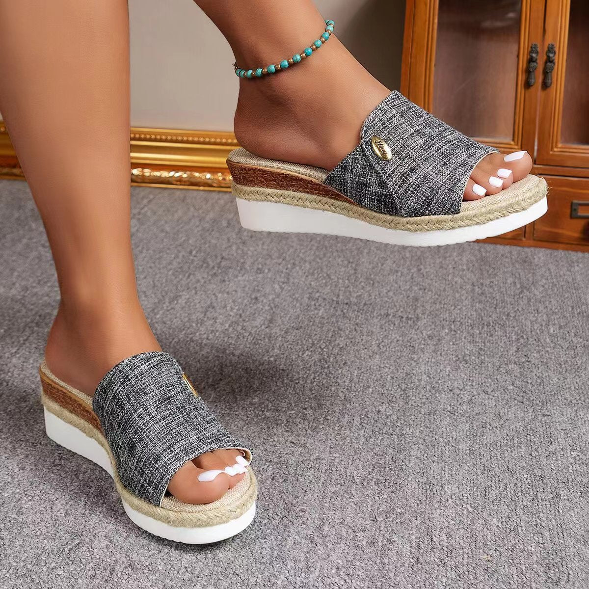 Lisa | Sandaler i canvas med denimkänsla