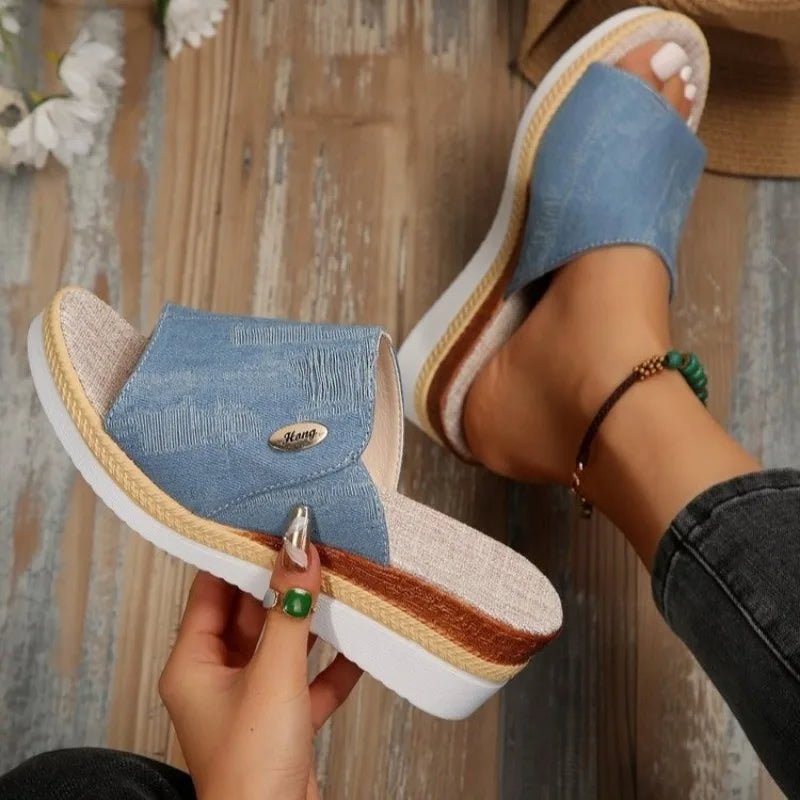 Lisa | Sandaler i canvas med denimkänsla
