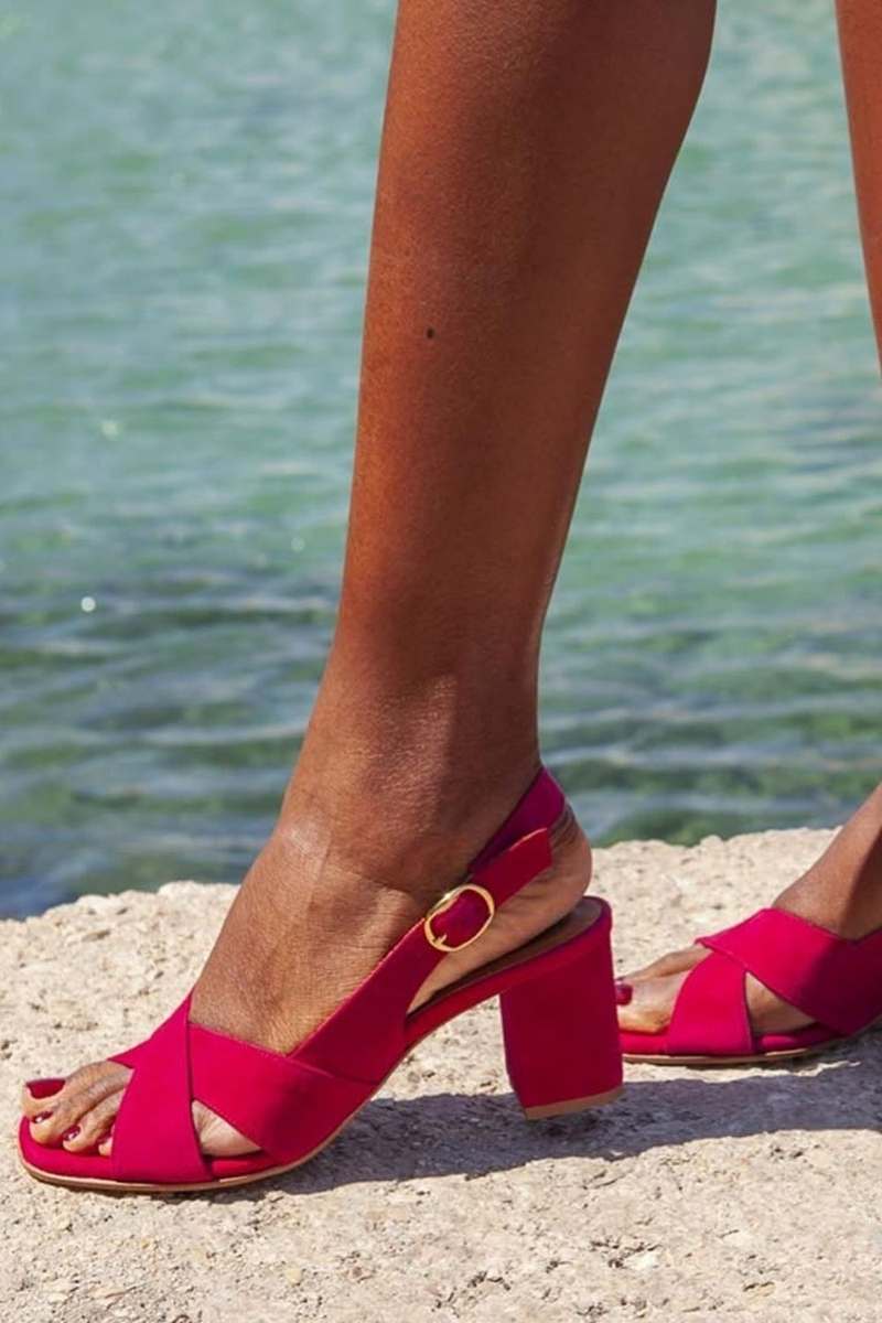 Lieselotte | Blå slingbacks med blockklack
