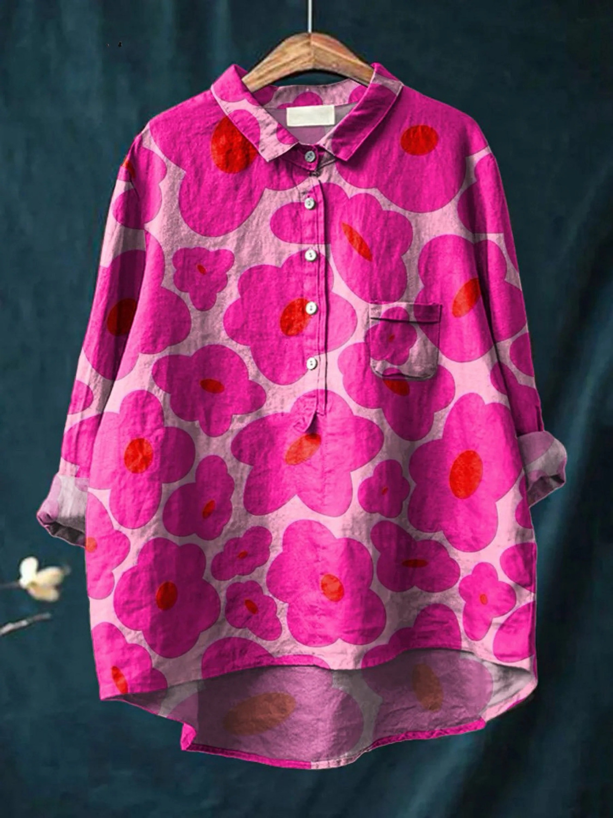 Rieke | Blus med starkt rosa blommor
