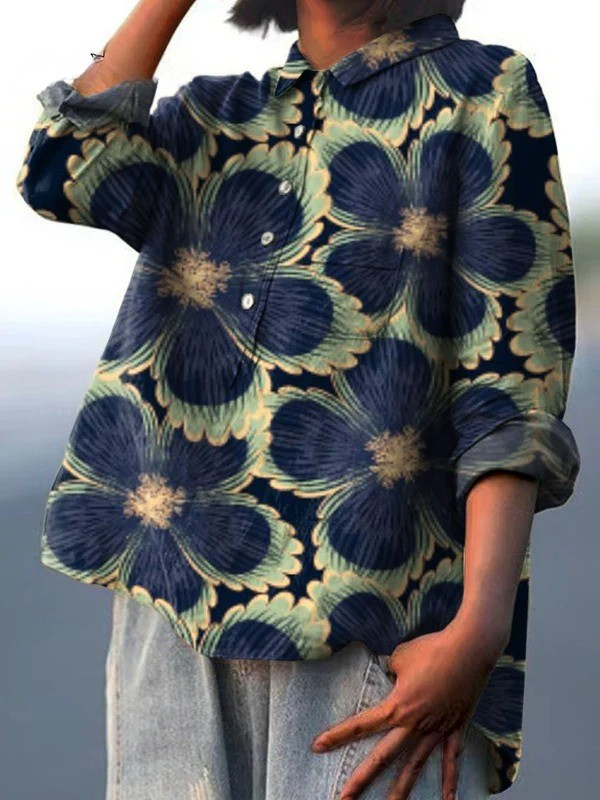 Cäcilia | Ledig blus med vintageblommor