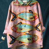 Lara | T-shirt med fiskmotiv i vintagestil