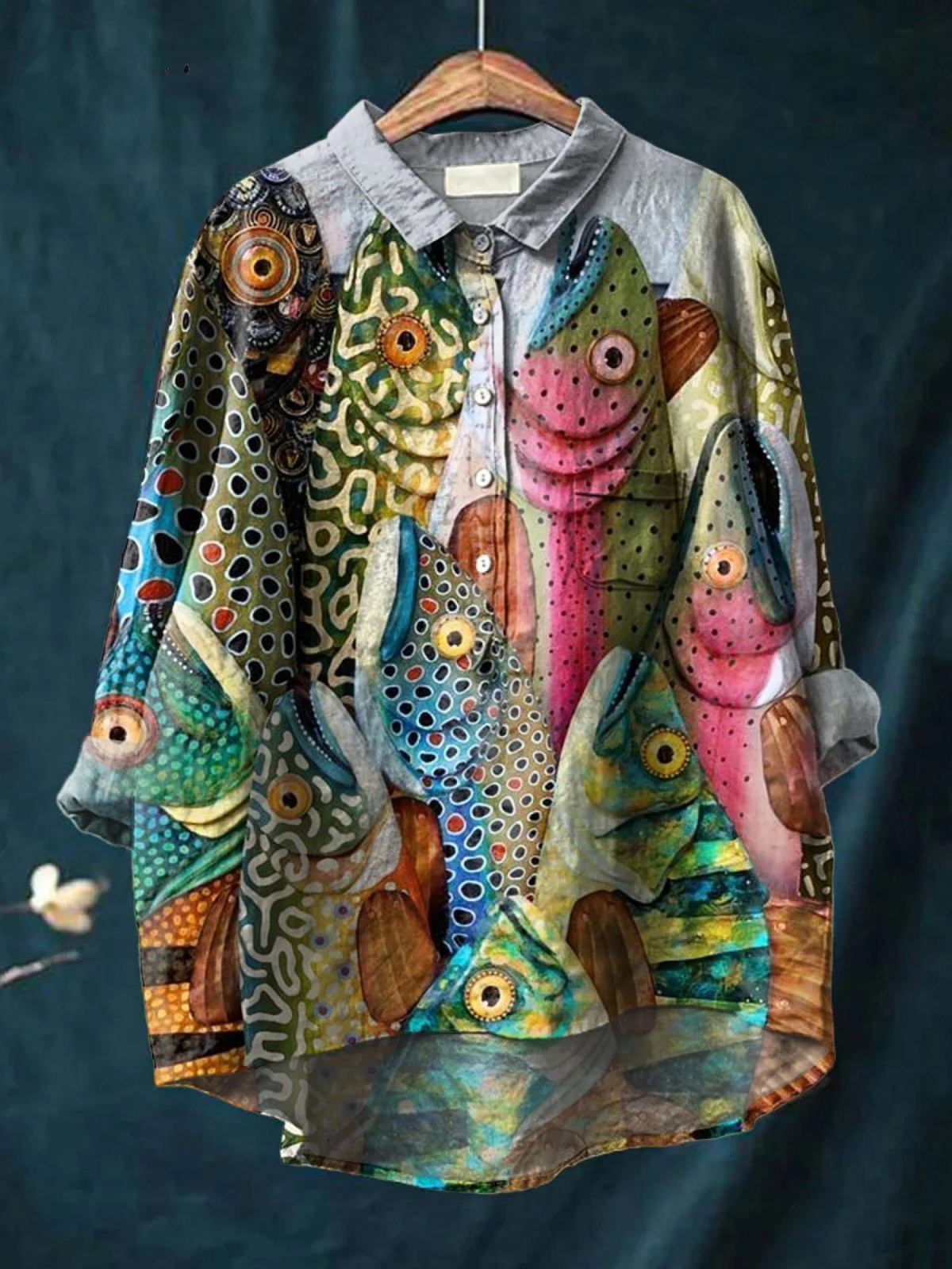 Rebecca | T-shirt med lekfullt fiskmotiv i vintagestil