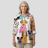 Lisa | Blus med färgglad tecknad hund