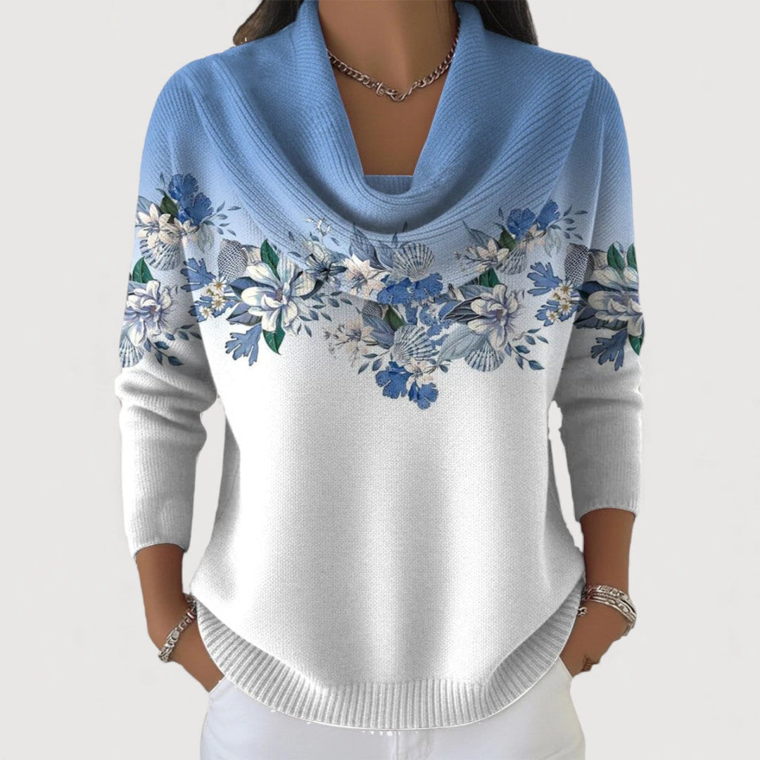 Johanna | Blommig polotröja i bomull