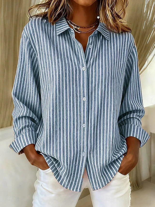 Brigitte | Randig skjortblus med knappar