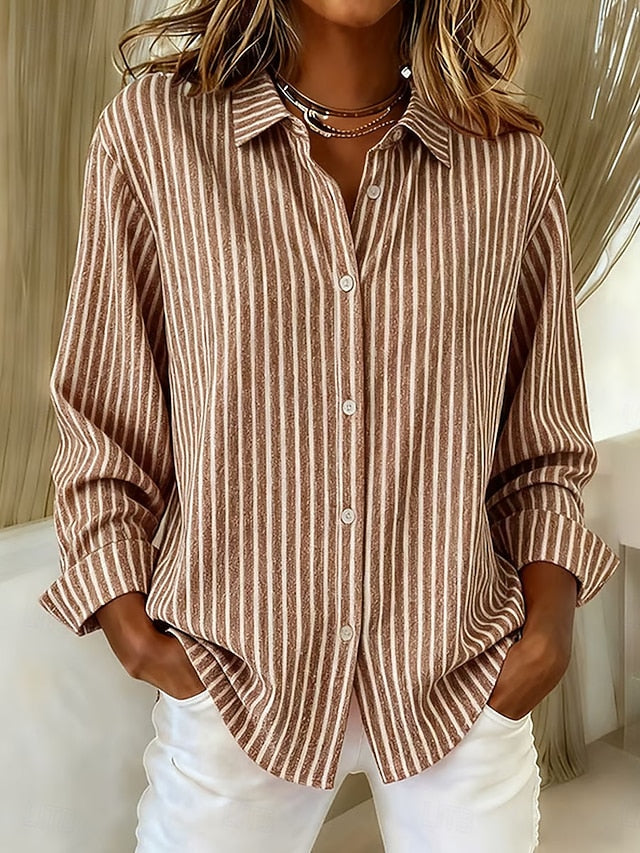 Brigitte | Randig skjortblus med knappar
