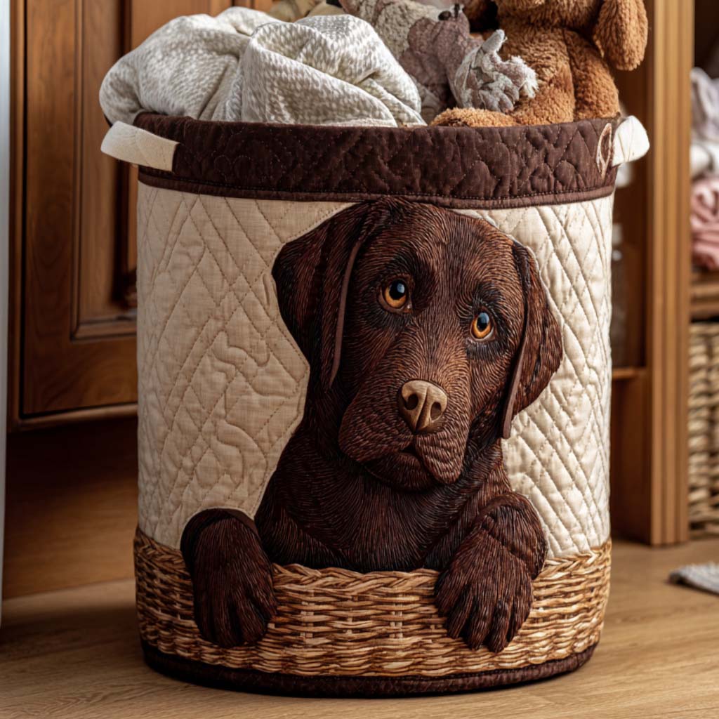 Labrador med milda ögon | Quiltad tvättkorg