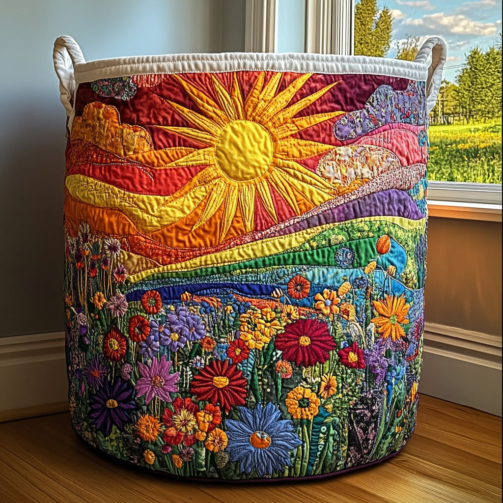Sol över blomsterängen | Quiltad tvättkorg