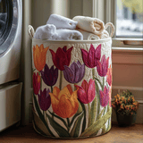 Blommande tulpaner | Quiltad tvättkorg