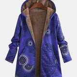 Luna | Marinblå fleecehoodie med mandalamönster