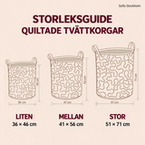 Sofia Stockholm – storleksguide: liten 36 × 46 cm, mellan 41 × 56 cm, stor 51 × 71 cm